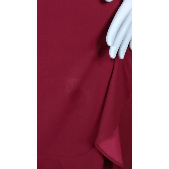 Stylestalker Overlap Dress Size Medium Burgundy Bell Sleeves V Neck Flared Trim - Picture 10 of 10